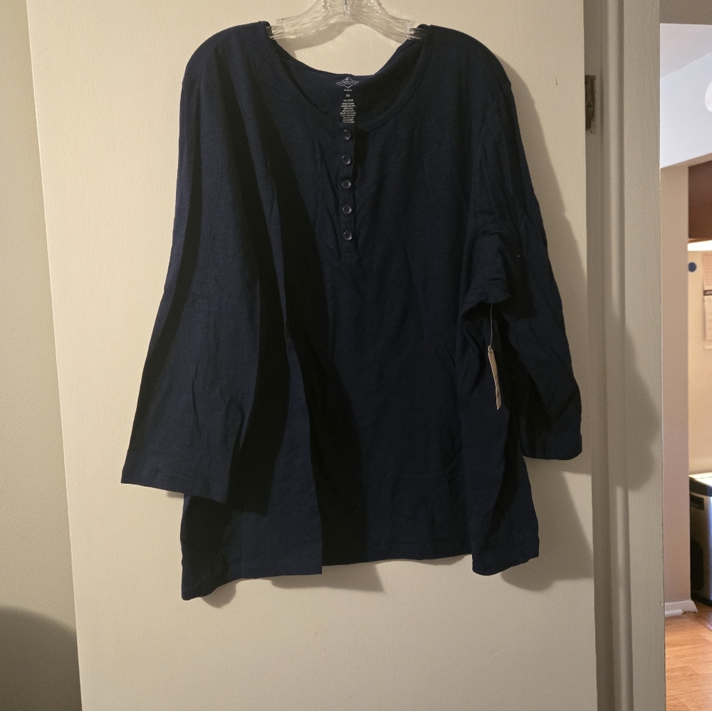 St. John's Bay Blue Buttoned Top